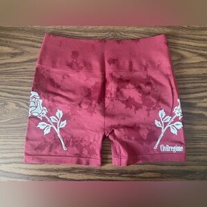 Civil Regime Biker Shorts XL Red Tie Dye Stretch Athletic
